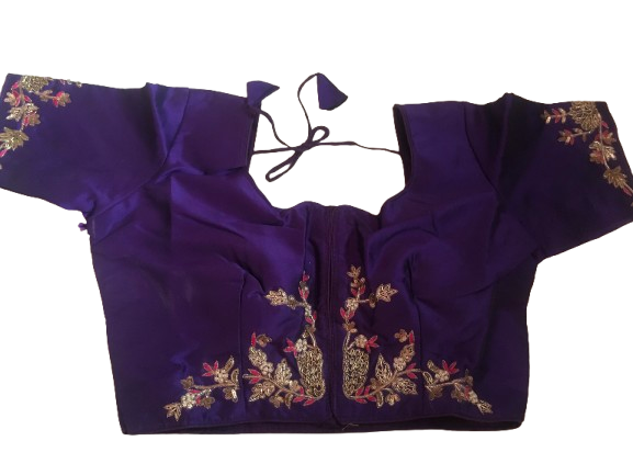 Raw Silk Purple Designer Blouse 129